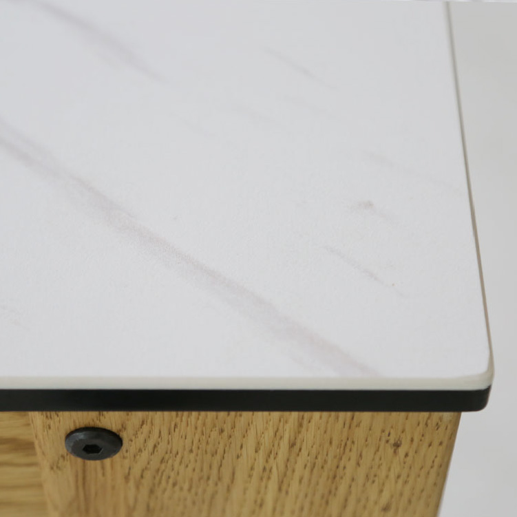 ハルゼー ダイニングテーブル 150㎝ 脚オーク材仕様 天板ホワイト 《大型商品》 ホワイト 150㎝
