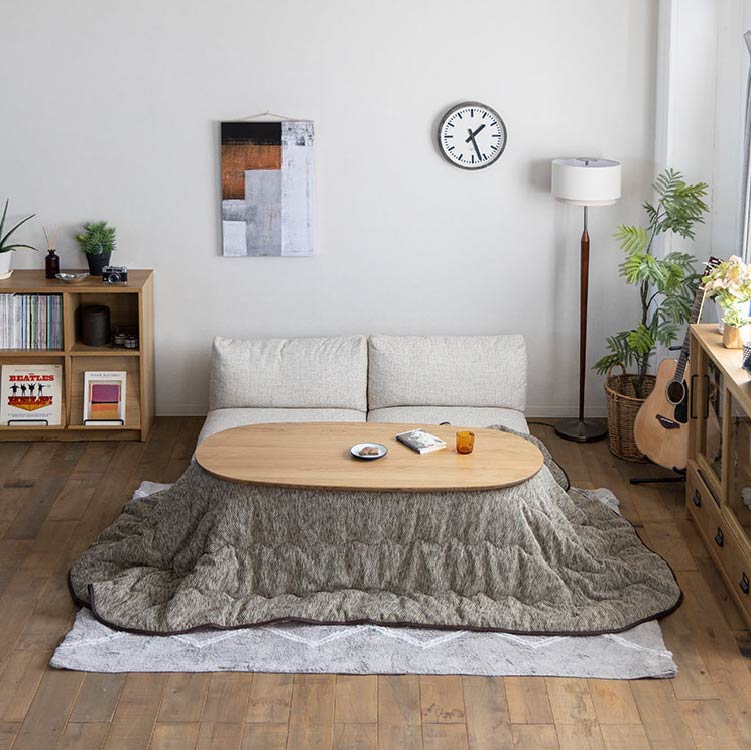 クルリ こたつテーブル 150cm 楕円(テーブルのみ) ナチュラル 150cm 楕円