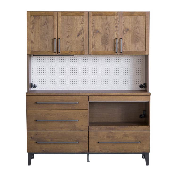 リンカーン 160cm ダイニングボード 板戸/鉄脚《大型商品》 ブラック 160cm オープン板戸