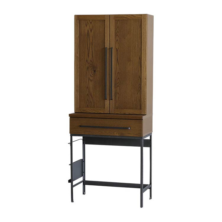 リンカーン 80cm ダイニングボード ダスト 板戸《大型商品》 ブラック 板戸
