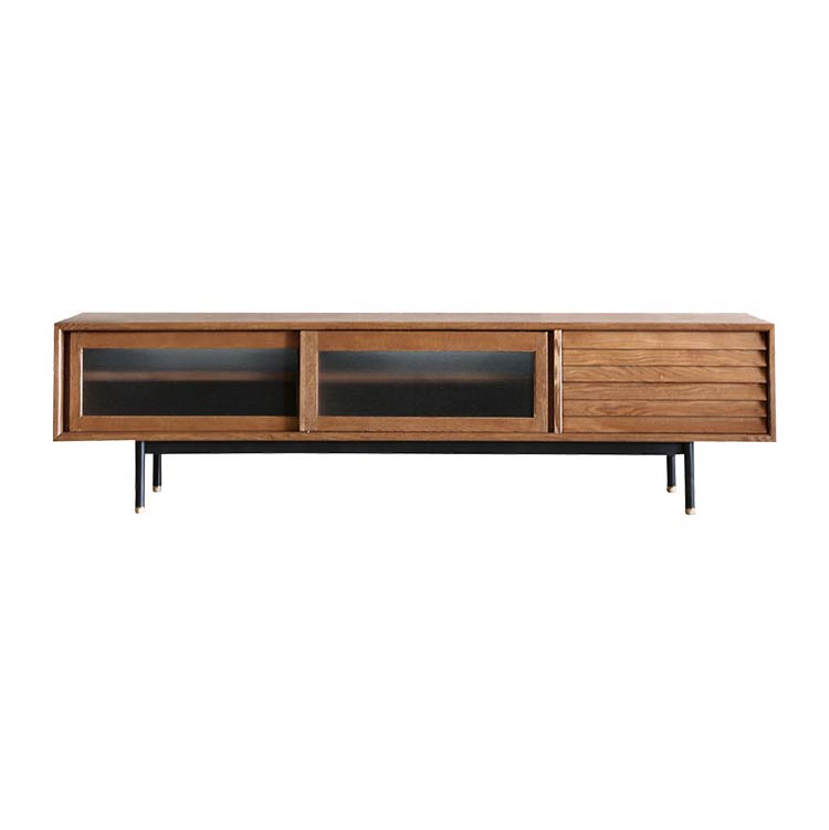 フィン テレビボード 180cm ガラス戸《大型商品》 ブラウン 180cm ガラス戸