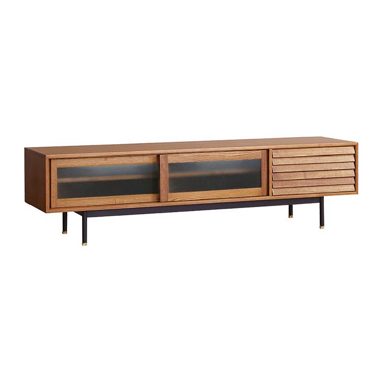 フィン テレビボード 180cm ガラス戸《大型商品》 ブラウン 180cm ガラス戸