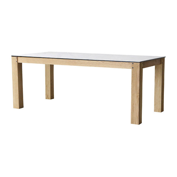 ハルゼー ダイニングテーブル 190㎝ 脚オーク材仕様 天板ホワイト 《大型商品》 ホワイト 190㎝