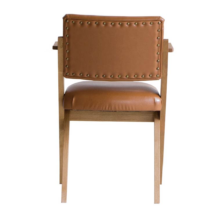 ゼット ダイニングチェア 肘付 オーク材(WF-1) PVC-Camel PVC-Camel