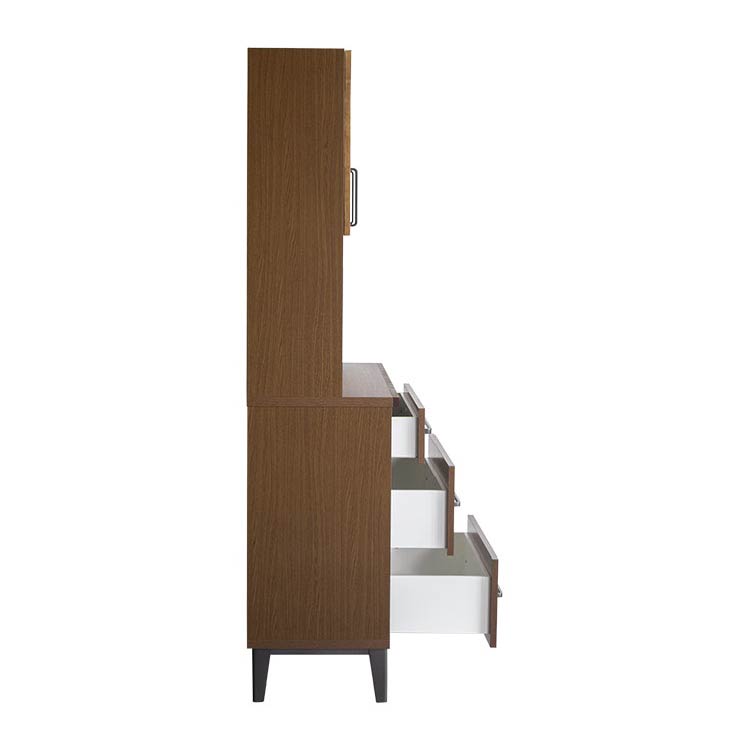 リンカーン 120cm ダイニングボード ガラス戸/鉄脚《大型商品》 ブラック 120cm オープンガラス戸