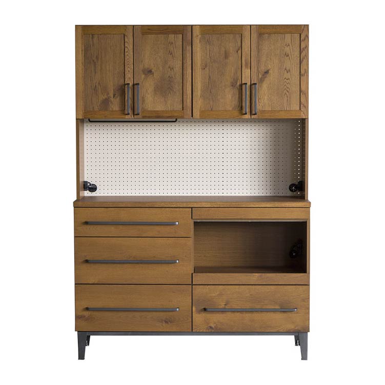 リンカーン 140cm ダイニングボード 板戸/鉄脚《大型商品》 ブラック 140cm オープン板戸
