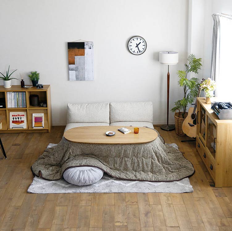 クルリ こたつテーブル 150cm 楕円(テーブルのみ) ナチュラル 150cm 楕円