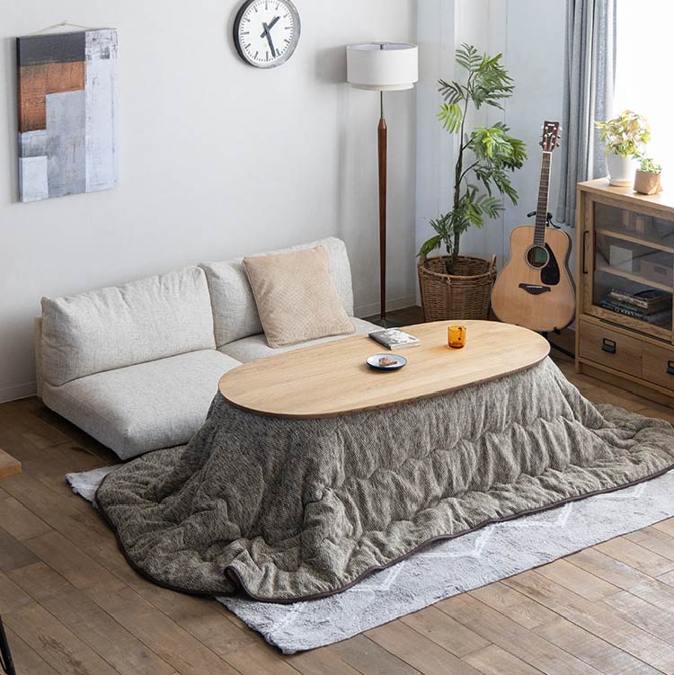 クルリ こたつテーブル 150cm 楕円(テーブルのみ) ナチュラル 150cm 楕円