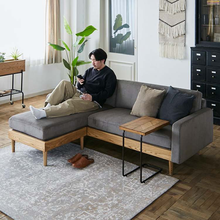 【数量限定】フリート カウチソファ コーデュロイ Lionbark 《大型商品》