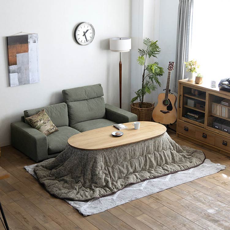 クルリ こたつテーブル 150cm 楕円(テーブルのみ) ナチュラル 150cm 楕円