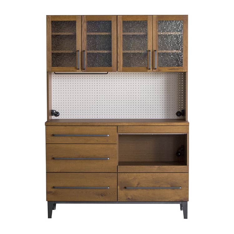 リンカーン 140cm ダイニングボード ガラス戸/鉄脚《大型商品》
