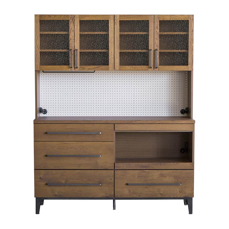 リンカーン 160cm ダイニングボード ガラス戸/鉄脚《大型商品》